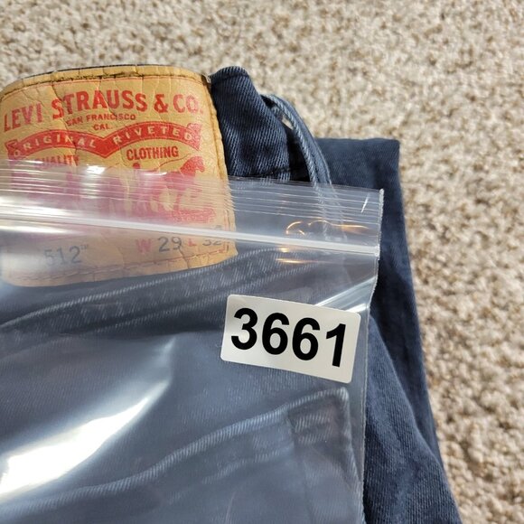 Levis Jeans Mens 29x30 Tag 29x32 Blue 512 Slim Fit Tapered Dark Wash Denim - Picture 6 of 7